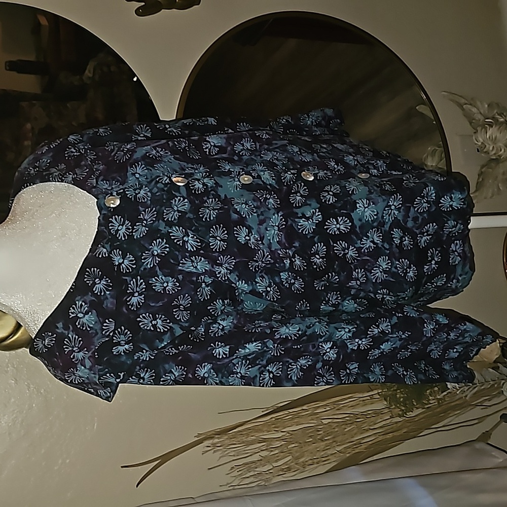 Bali Art Nomadic Traders Rayon Blouse Collared Bu… - image 3